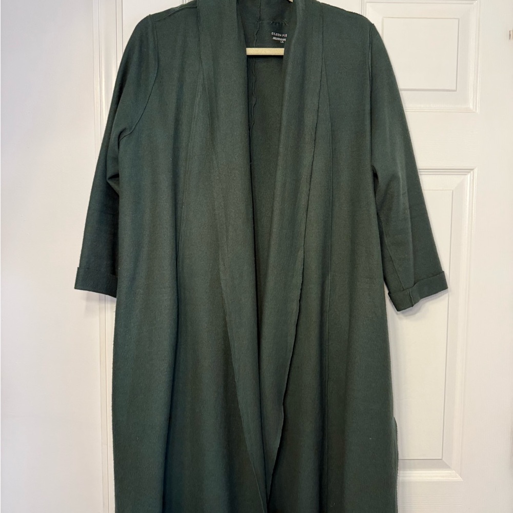 Eileen Fisher Emerald Green Open Front Cardigan